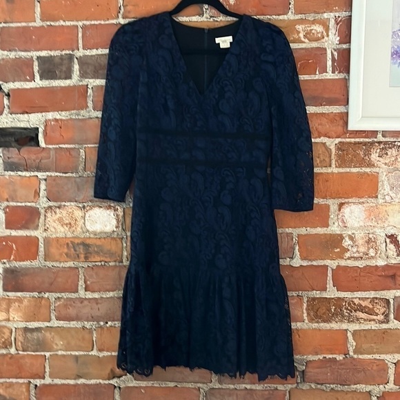 Shoshanna Miran Navy Blue Lace Puff Sleeve Dress size 4 - Picture 6 of 9
